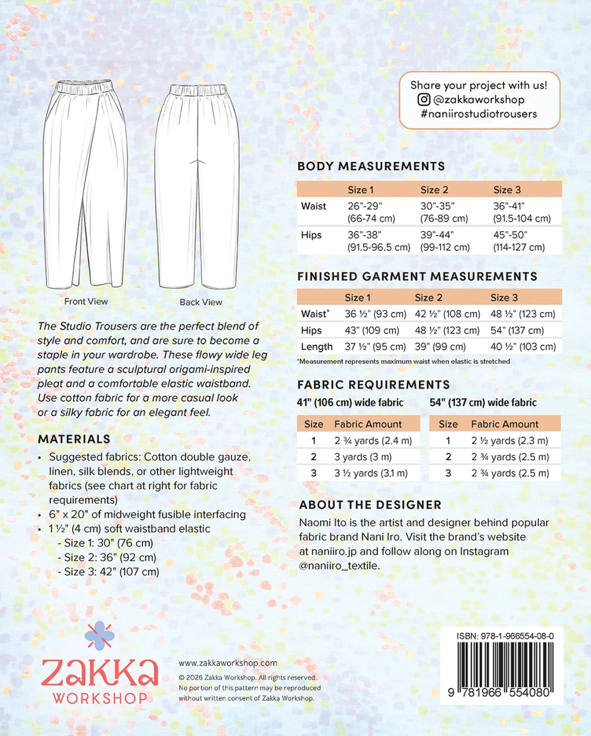 Nani Iro - Studio Trousers Pattern