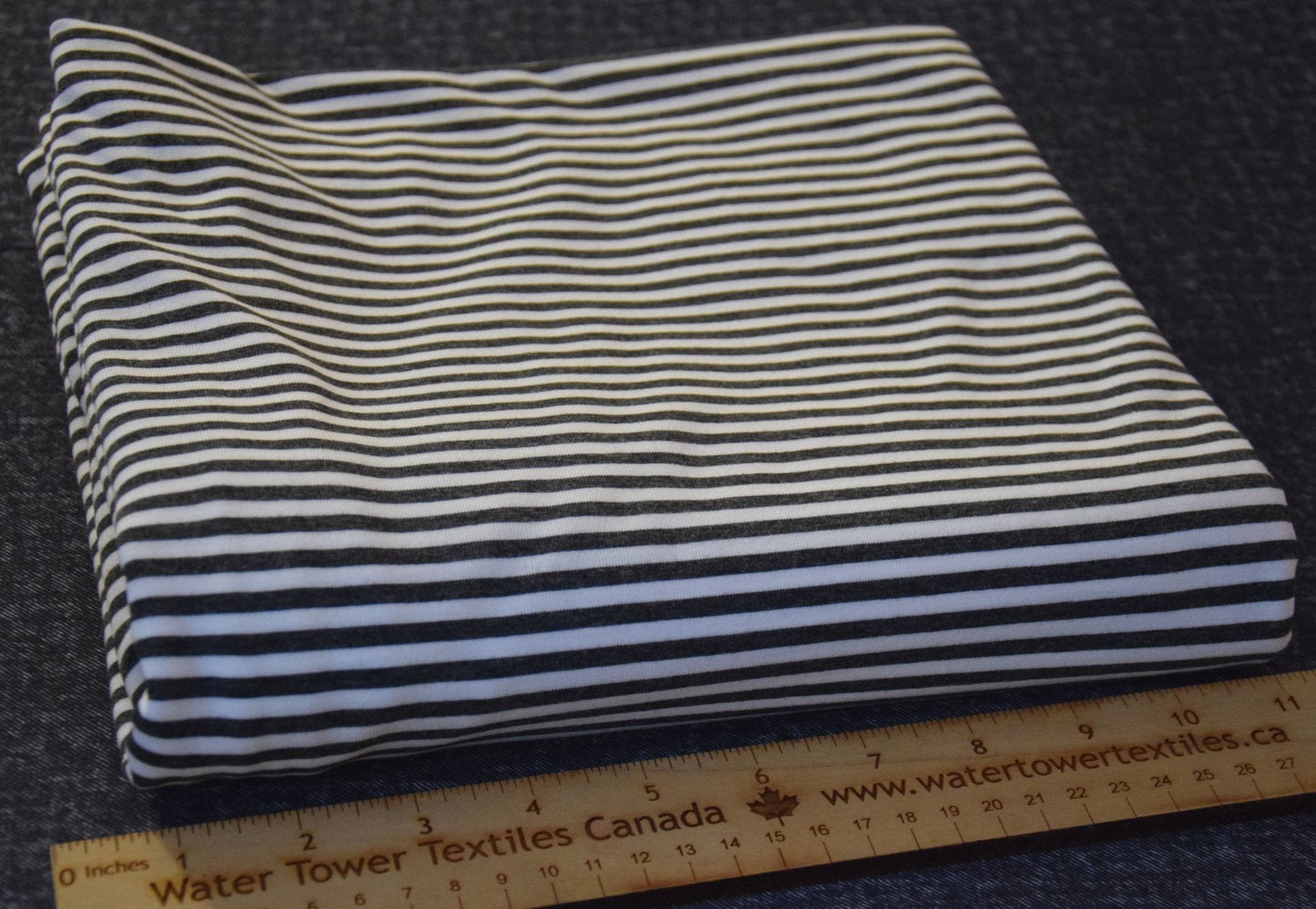 Bamboo Cotton Jersey - Charcoal/Ivory Stripes 4mm