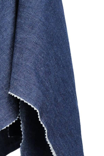 Light Weight Hemp Organic Cotton Denim Fabric - Indigo Dyed Medium Dark Blue