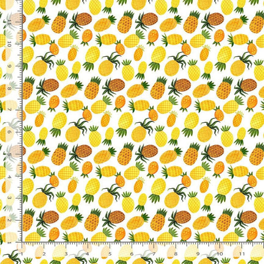 Pineapples - White - Cotton Fabric