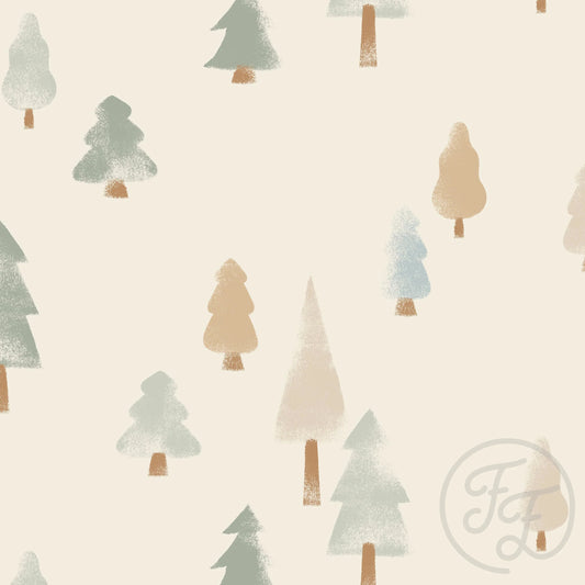 Winter Forest - Beige - Cotton Jersey Knit