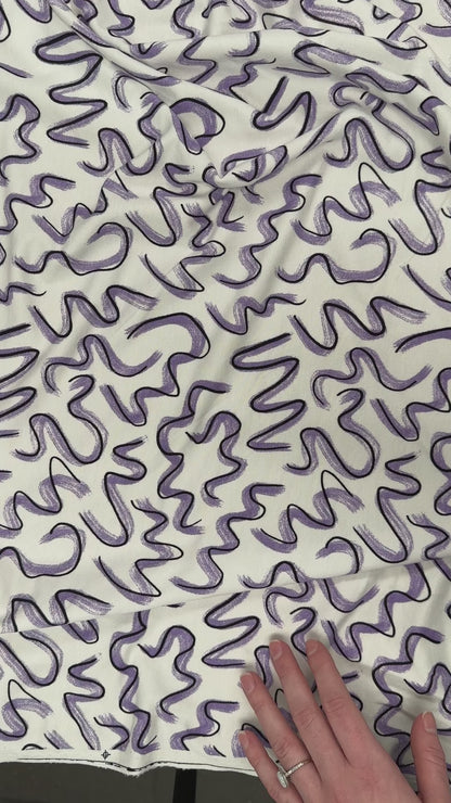 Squiggles - Violet - Bamboo Cotton French Terry