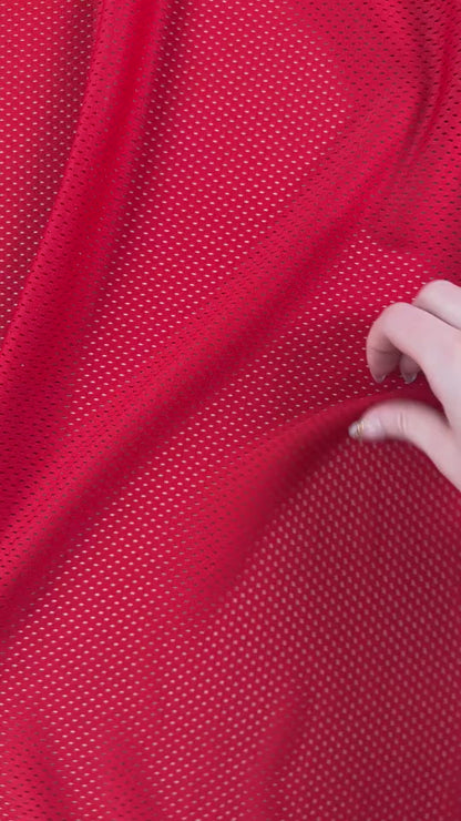 Polyester Tricot Sports Mesh - Red  - Local Deadstock