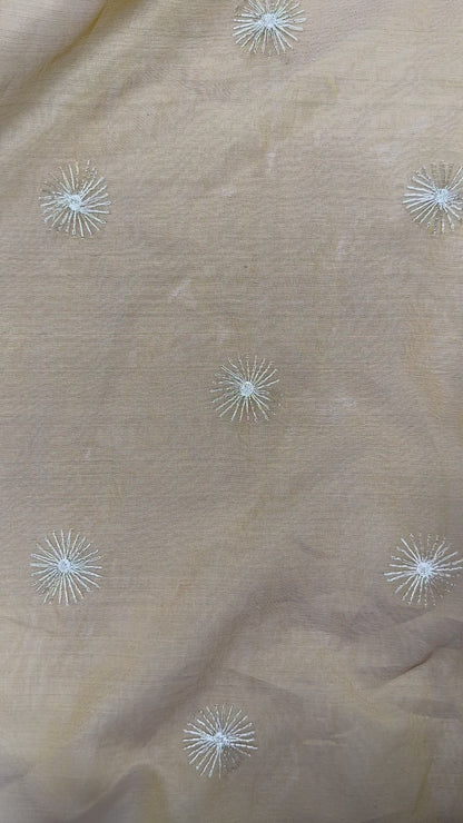 21" Remnant - Gold Embroidered Silk Organza- 10 Momme - 10mm