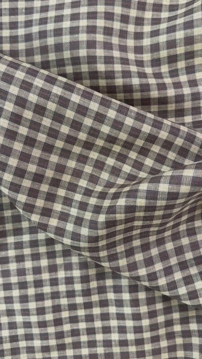 Yarn Dyed European Linen Plaid - Brown & Beige