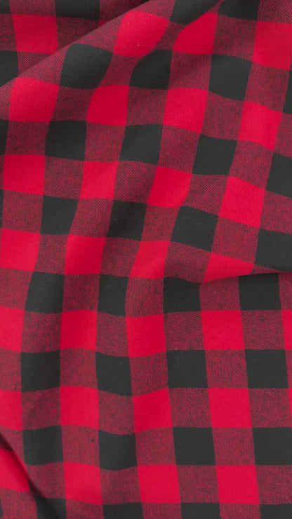 Yarn Dyed Cotton Flannel - Red Buffalo Plaid