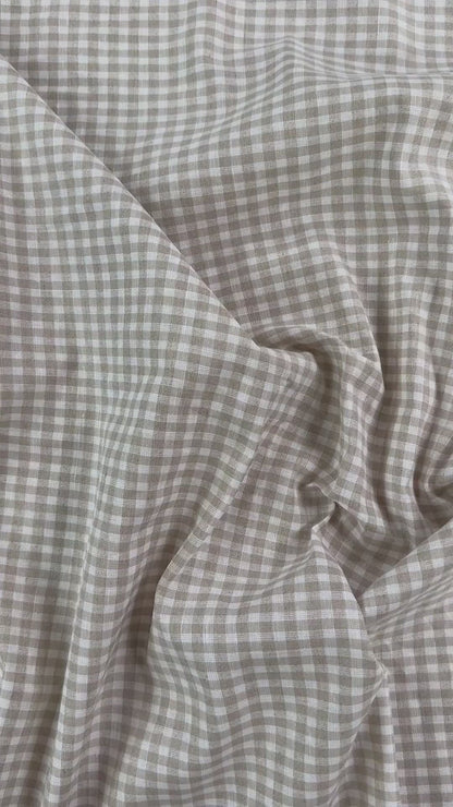 Linen Cotton Gingham - Beige & White