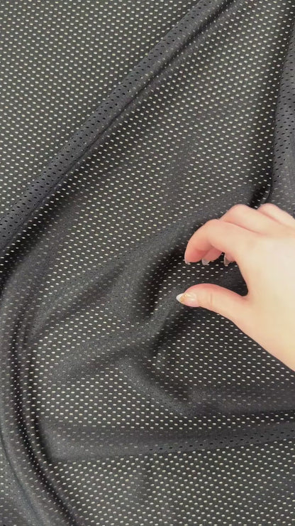 Polyester Tricot Sports Mesh - Black  - Local Deadstock