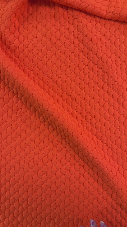 Cotton Quilted Knit Fabric - Bright Orange - Deadstock