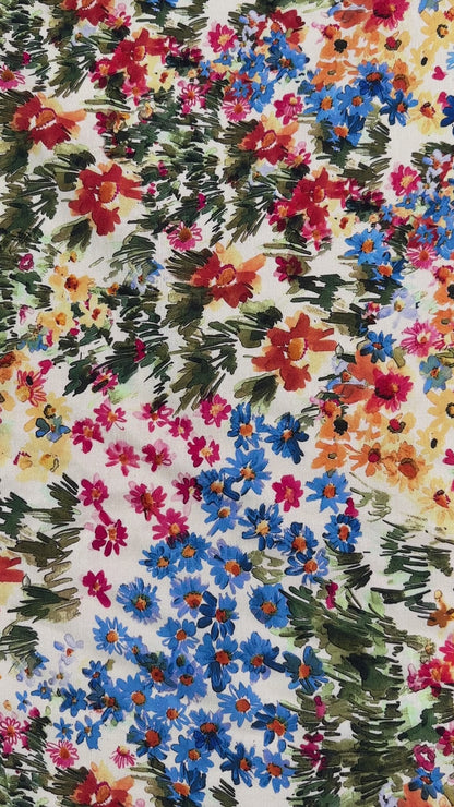 Digitally Printed Linen & Viscose Slub - Floral Multicolour