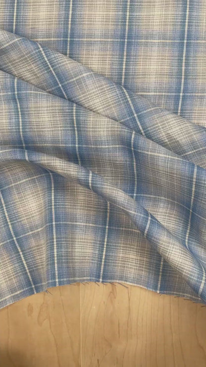 Yarn Dyed 100% Linen Plaid - Blue Large Check - 58"