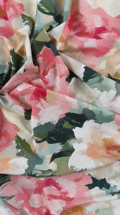 Digitally Printed Cotton Jersey Knit - Large Watercolour Florals