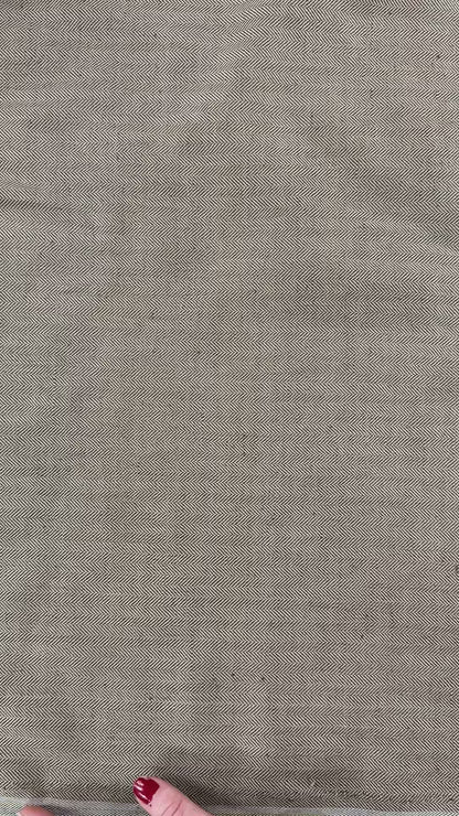 Yarn Dyed Cotton Herringbone Twill - Dark Grey & Beige - Deadstock