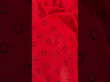 Polyester Crepe - Red & Black Circles - Deadstock