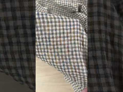 Yarn Dyed Cotton Linen Seersucker - Sage & Denim Plaid