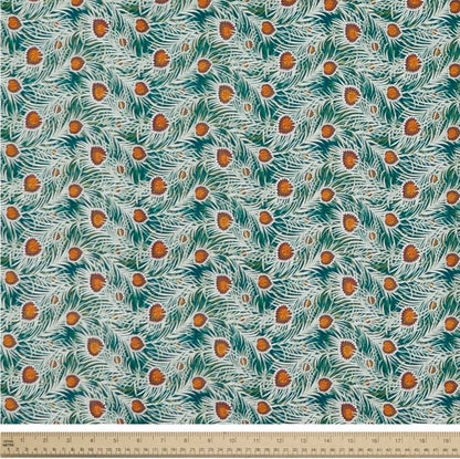 Piper's Peacock Lasenby Quilting Cotton Fabric - Green