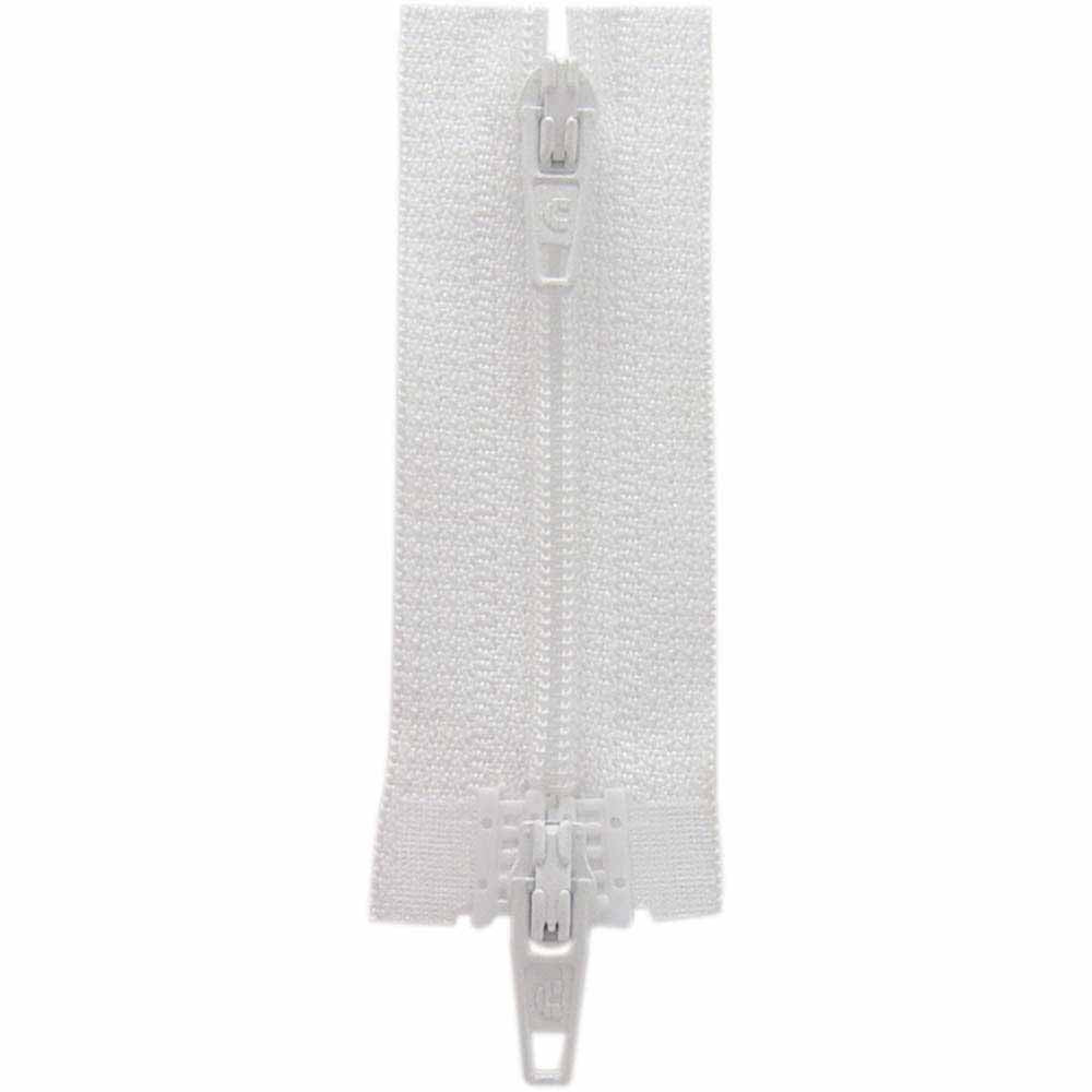 Two Way Separating Zipper - Lightweight Nylon Coil 60cm (24″) - White - Riverside Fabrics