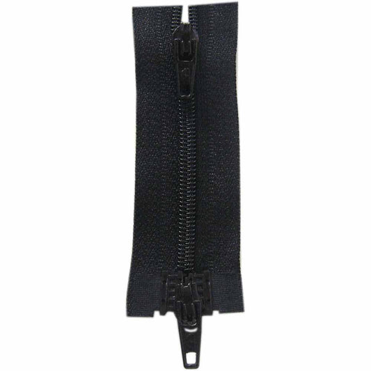 Two Way Separating Zipper - Lightweight Nylon Coil 60cm (24″) - Black - Riverside Fabrics