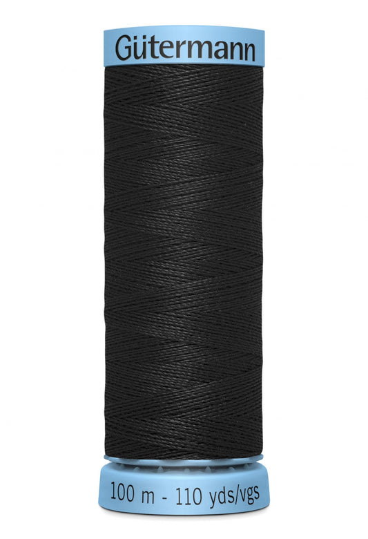 Gütermann 100% Spun Silk Thread  100m - Black Col.10