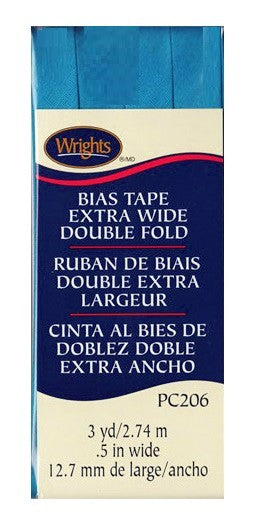 Wrights Bias Tape Extra Wide Double Fold 13mm x 2.75M Turquoise