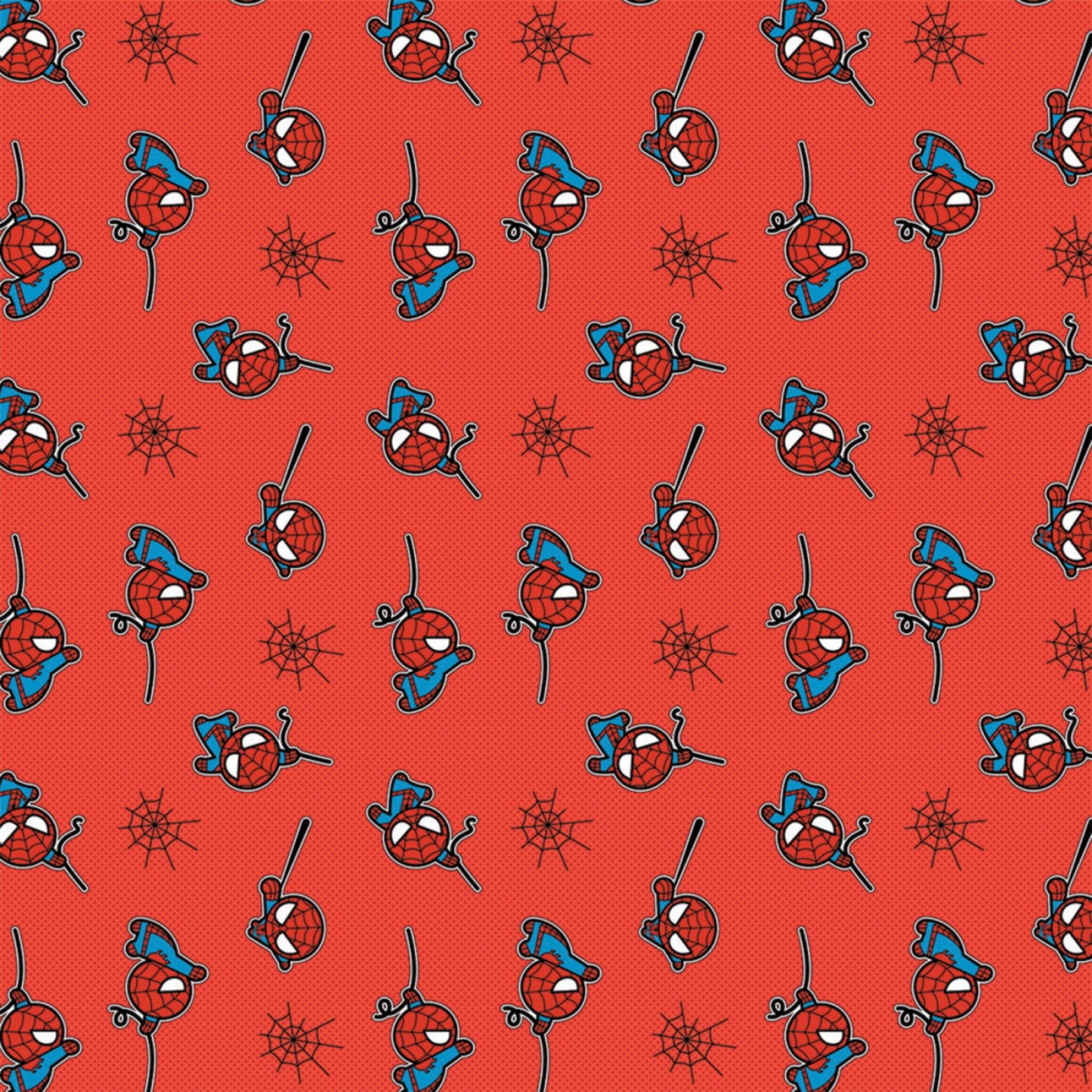 Marvel Kawaii Spiderman Cotton FLANNEL Fabric - Camelot - Red