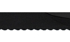 3/4" (19mm) Pre-Folded Scalloped Matte Black Elastic - by the Yard