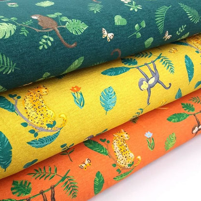 In the Jungle - Green - Digital Print - GOTS Certified Organic Cotton Euro Jersey Knit
