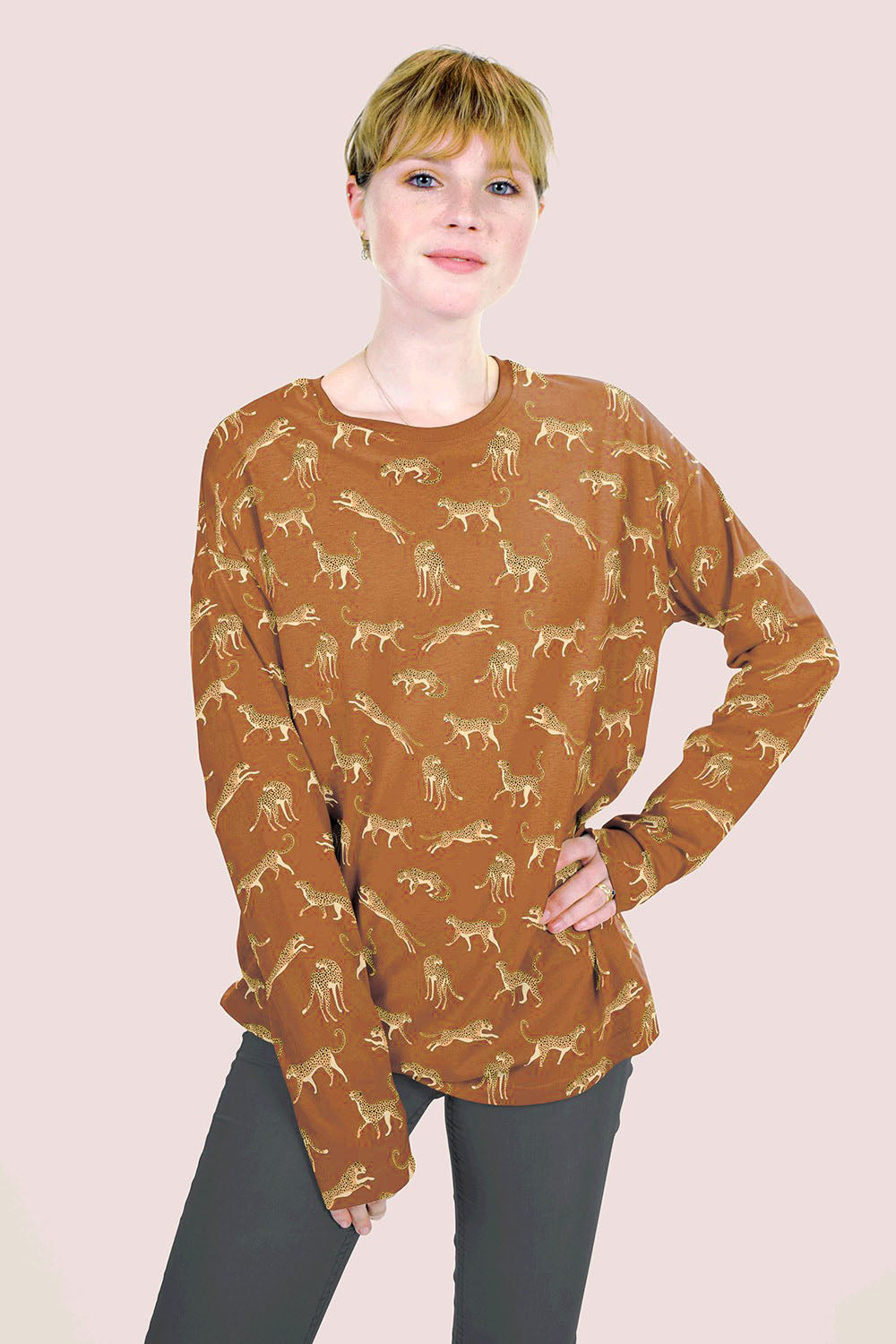 Leopards - Mustard - European Import Cotton Jersey Knit