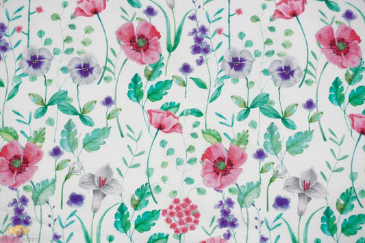 Wild Flowers - Digital Print - By Poppy - GOTS Certified Organic Cotton - Euro French Terry Knit