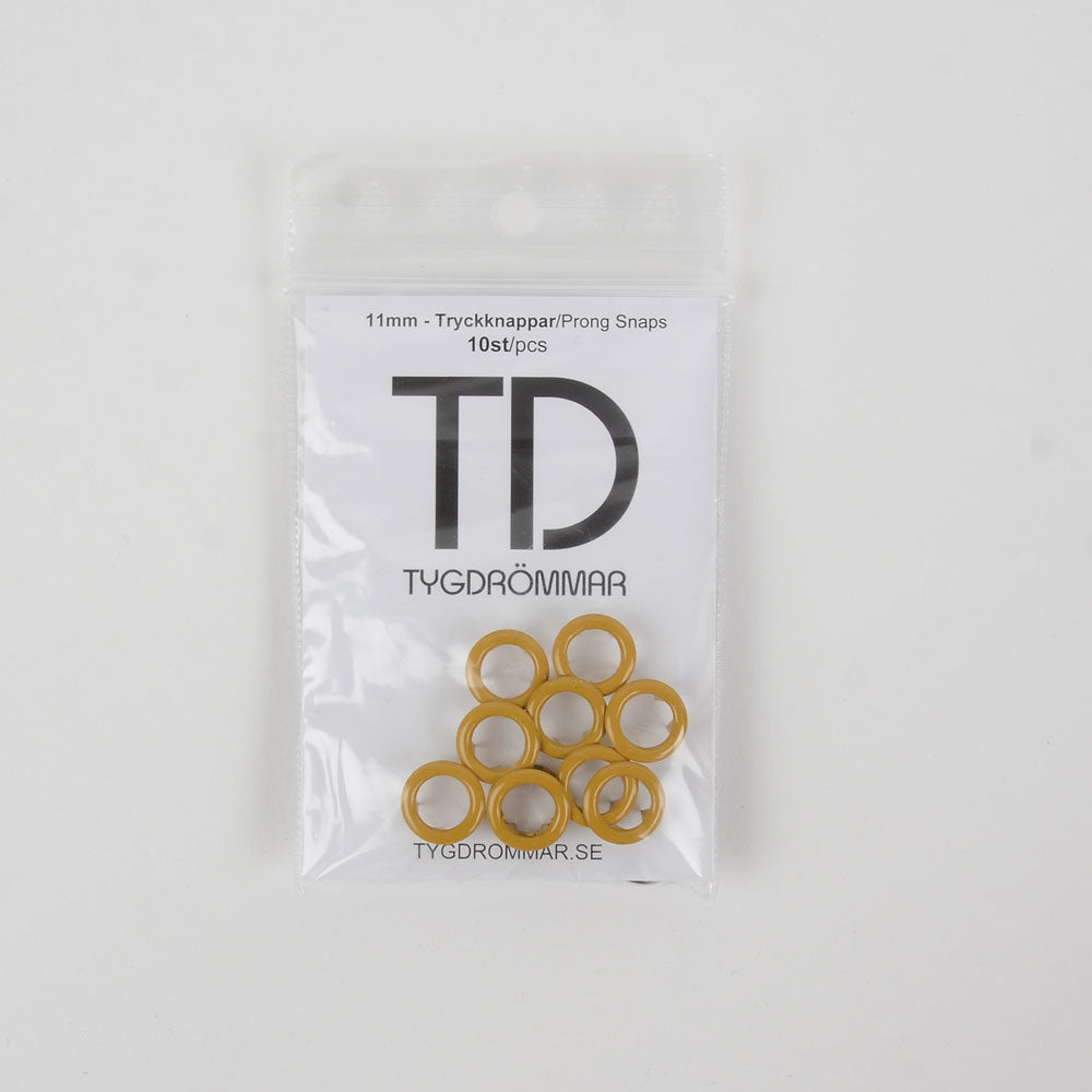 Tygdrommar - Curry - Matching Metal Snaps - 11mm - pack of 10
