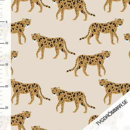 Leonard - Sand -  Leopard -  GOTS Certified Organic Cotton Jersey Knit