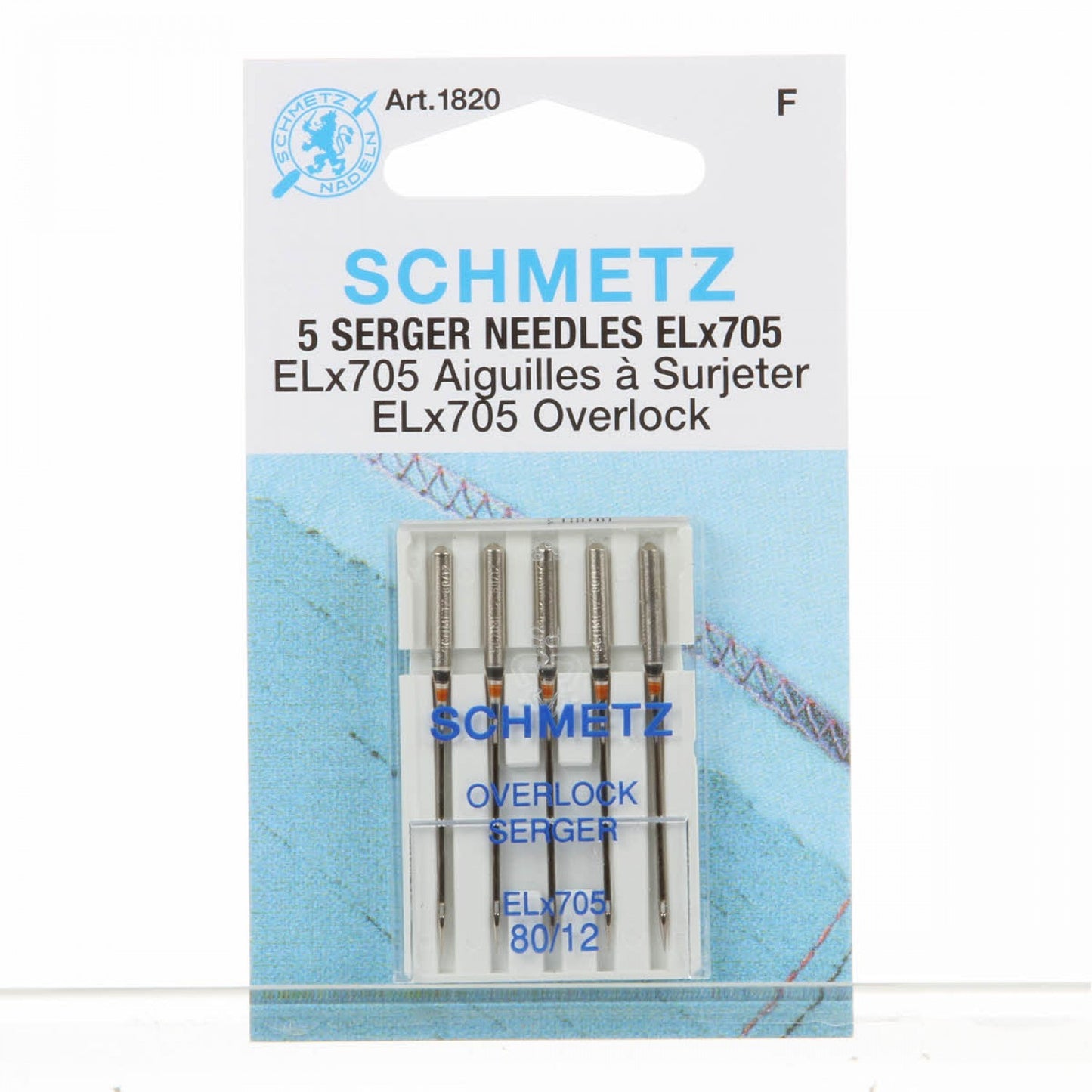Schmetz Overlock / Serger / Coverstitch Machine Needles ELX705 Carded - 80/12 - 5 count