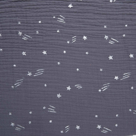 Starry Night - Charcoal - Mousseline / Double Gauze