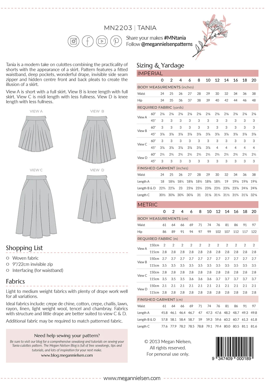 Tania Culottes pattern
