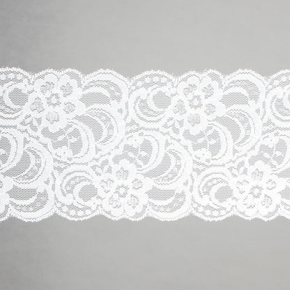 Flower Design Stretch Lace - Nylon / Spandex - Ivory - 8.5cm x 4.5m (mini-spool)