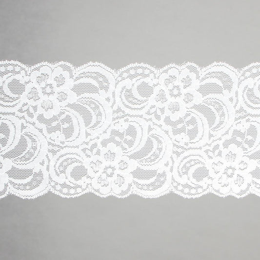 Flower Design Stretch Lace - Nylon / Spandex - Ivory - 8.5cm x 4.5m (mini-spool)