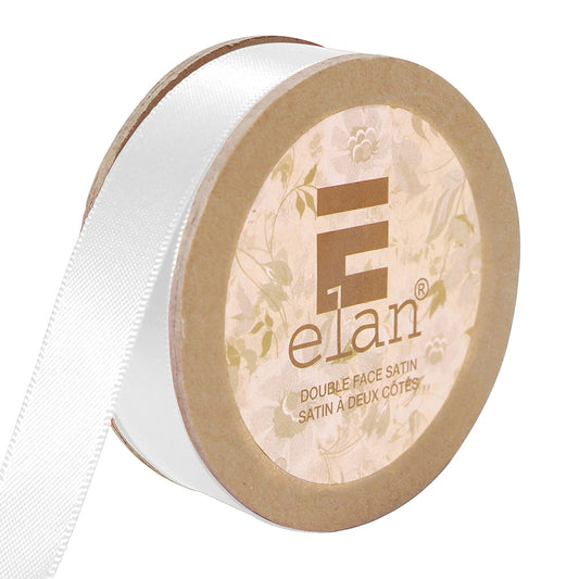 ELAN Double Face Satin Ribbon 12mm x 5m - White - Full Spool