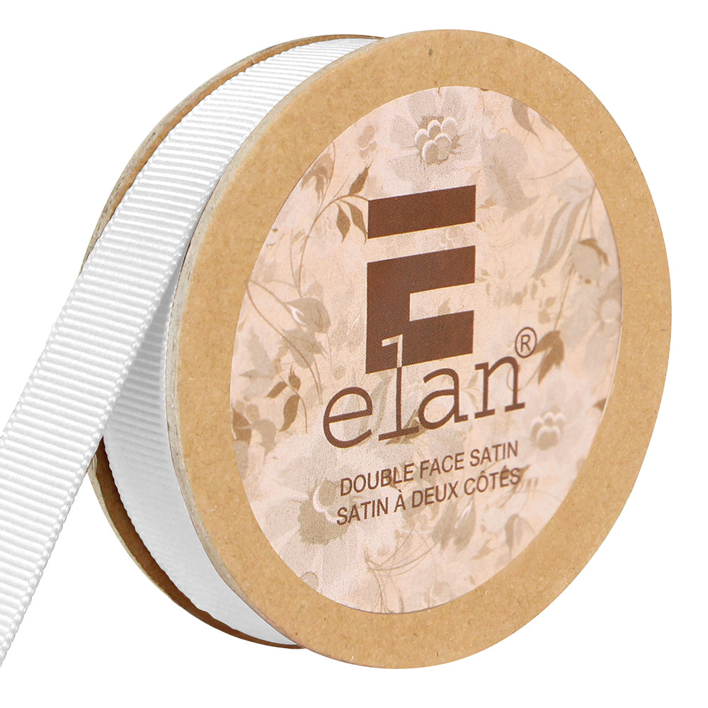 ELAN Grosgrain Ribbon 12mm x 5m - White - Full Spool