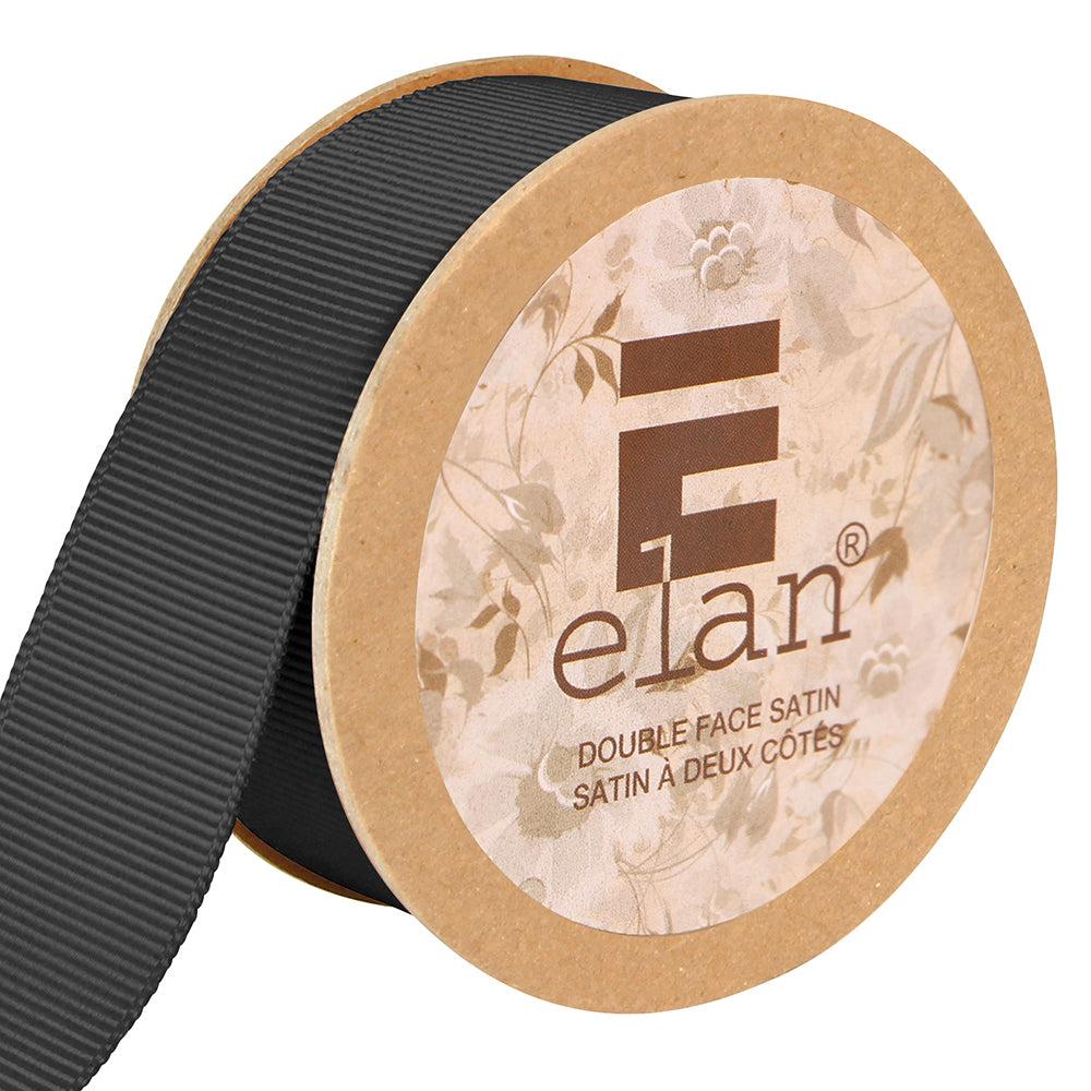 ELAN Grosgrain Ribbon 24mm x 5m - Black - Full Spool