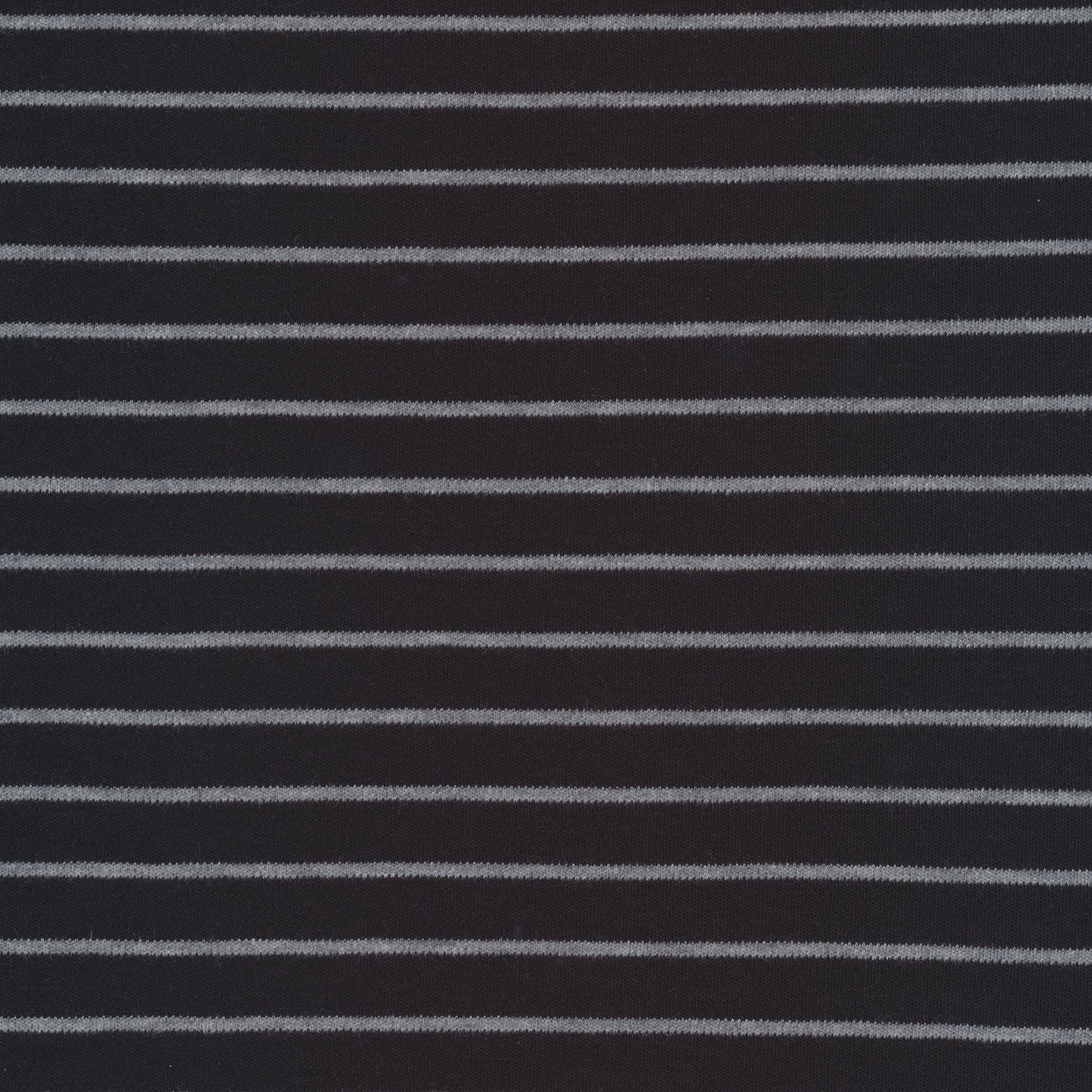 Organic Cotton Interlock Knit - Stripes - Black / Heather Grey