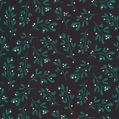 Festive Foliage - Mistletoe - Organic Quilting Cotton Fabric  - GOTS