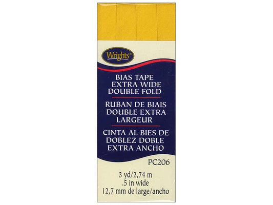 Wrights Bias Tape Extra Wide Double Fold 13mm x 2.75M Yellow #079