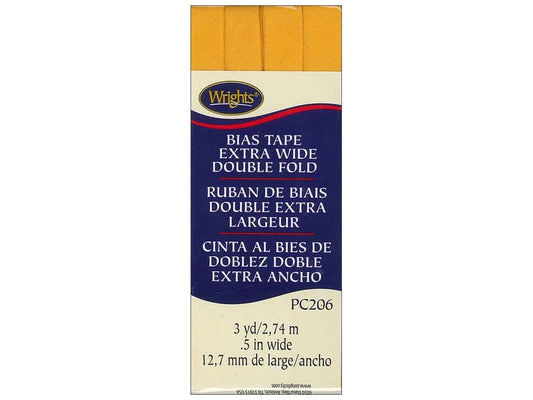 Wrights Bias Tape Extra Wide Double Fold 13mm x 2.75M Marigold