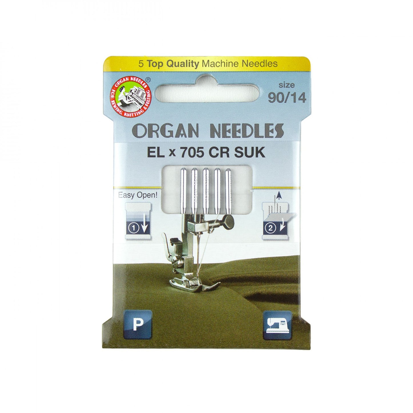 ORGAN Brand ELx705 Chromium SUK Size 90/14- Serger Needles - 5 Pack