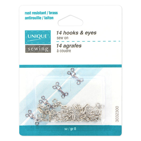 Hooks & Eyes Silver Size 0 - 14 sets