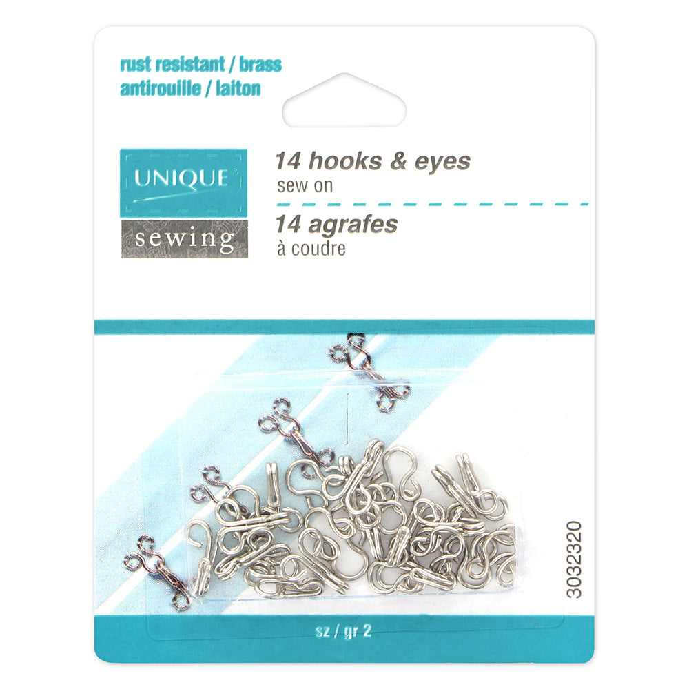 Hooks & Eyes Silver Size 2 - 14 sets