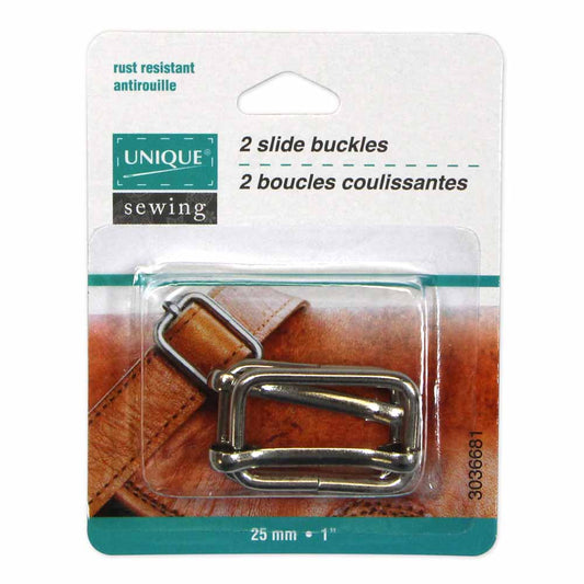 UNIQUE SEWING Slide Buckle - Metal - 25mm (1″) - Silver - 2 pcs.
