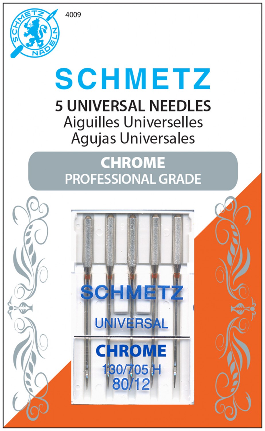 Schmetz - Chrome Professional Grade - Universal Needles Carded - 80/12 - 5 count