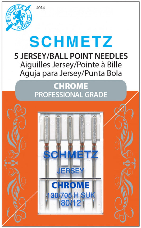 Schmetz Chrome Professional Grade Jersey / Ball Point Needles Carded - 80/12 - 5 count