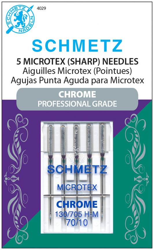 Schmetz Chrome Professional Grade Microtex Needles Carded - 70/10 - 5 count